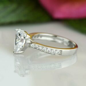 2.25 Ctw White Heart Shape Diamond Solitaire Fancy Engagement Ring Solid 10K White Gold