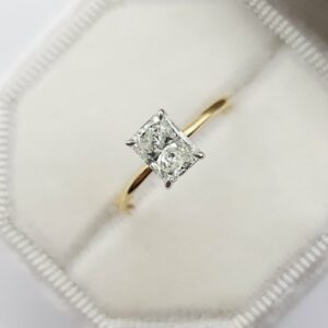 Classic 2.06 CT Radiant Cut Diamond Best 2-Tone Solitaire Engagement Ring Solid 14k Yellow Gold