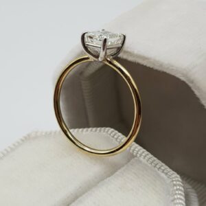 Classic 2.06 CT Radiant Cut Diamond Best 2-Tone Solitaire Engagement Ring Solid 14k Yellow Gold