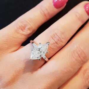 Gorgeous 3.16 Ctw Solitaire Marquise Cut Diamond Engagement Ring 10k White Gold