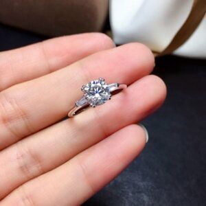 2.38 Ctw Excellent Cut Round Diamond Double 4-Prong Solitaire Engagement Ring Real 925 Sterling Silver