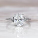 Classic 2.83 Ctw Oval Cut White Diamond Side Stone Wedding Engagement Ring Solid 14k White Gold