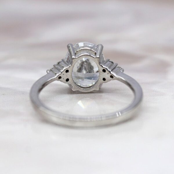 Classic 2.83 Ctw Oval Cut White Diamond Side Stone Wedding Engagement Ring Solid 14k White Gold