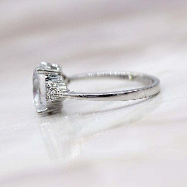 Classic 2.83 Ctw Oval Cut White Diamond Side Stone Wedding Engagement Ring Solid 14k White Gold