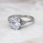 Classic 2.83 Ctw Oval Cut White Diamond Side Stone Wedding Engagement Ring Solid 14k White Gold
