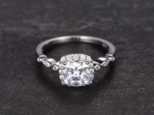 Antique 2.26 Ctw Cushion Cut Diamond Vintage Engagement Ring Real 925 Sterling Silver