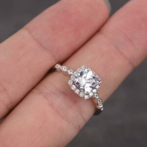 Antique 2.26 Ctw Cushion Cut Diamond Vintage Engagement Ring Real 925 Sterling Silver