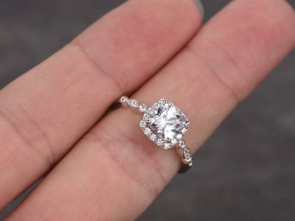 Antique 2.26 Ctw Cushion Cut Diamond Vintage Engagement Ring Real 925 Sterling Silver