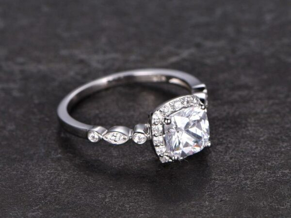 Antique 2.26 Ctw Cushion Cut Diamond Vintage Engagement Ring Real 925 Sterling Silver