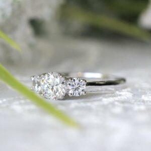Forever 3.20 Ctw 3-Stone Round Cut Diamond Bridal Wedding & Engagement Ring Real 10k White Gold
