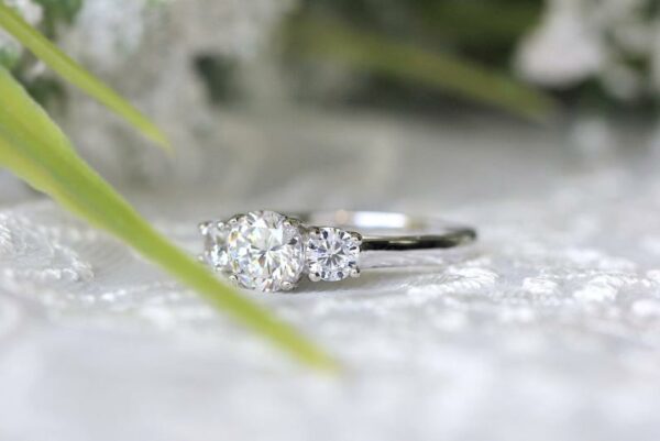 Forever 3.20 Ctw 3-Stone Round Cut Diamond Bridal Wedding & Engagement Ring Real 10k White Gold