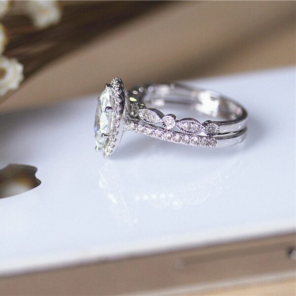 2.86 CT Marquise White Diamond Halo Engagement Ring Art Deco Bridal Set 925 Sterling Silver