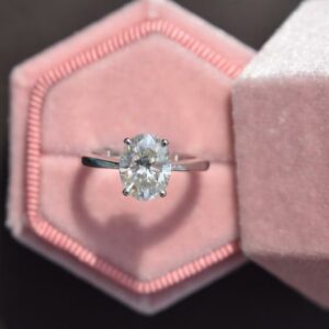 2.00 Carat Oval Cut Real Diamond Solitaire Engagement Ring Real 925 Sterling Silver