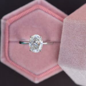 2.00 Carat Oval Cut Real Diamond Solitaire Engagement Ring Real 925 Sterling Silver