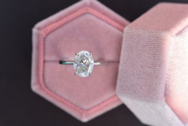 2.00 Carat Oval Cut Real Diamond Solitaire Engagement Ring Real 925 Sterling Silver