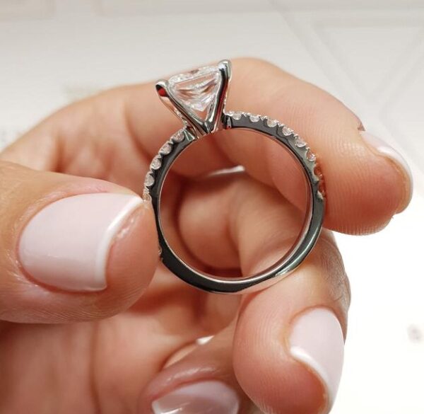 2.50 Ctw Forever Princess Cut Solitaire Diamond Fancy Engagement Ring 14k White Gold Plated