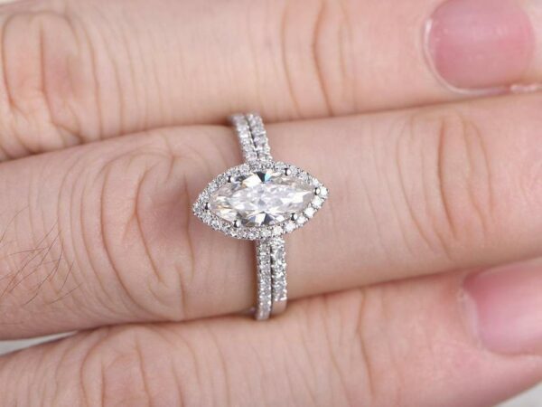 2.58 ctw Marquise Cut White Diamond Engagement Ring Wedding Set Solid 14k White Gold