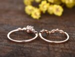 Art Deco Engagement Ring Set, 1.76 Ctw Brilliant Cut Diamond Wedding Ring Set Solid 14k Rose Gold