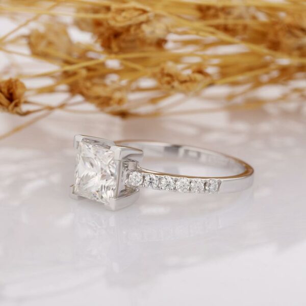 2.27 Ctw Princess Cut White Diamond V-Prong Solitaire Engagement Ring 14k White Gold