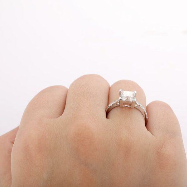 2.27 Ctw Princess Cut White Diamond V-Prong Solitaire Engagement Ring 14k White Gold