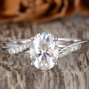 2.21 Ctw Brilliant Oval Cut Diamond Wedding Engagement Ring 14k White Gold Over