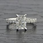 2.50 Carat Radiant Cut Diamond Solitaire With Accents Engagement Ring 14k White Gold Over