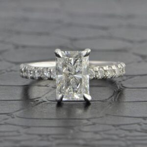 2.50 Carat Radiant Cut Diamond Solitaire With Accents Engagement Ring 14k White Gold Over