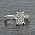 2.50 Carat Radiant Cut Diamond Solitaire With Accents Engagement Ring 14k White Gold Over