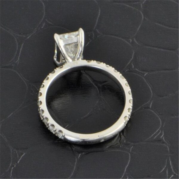 2.50 Carat Radiant Cut Diamond Solitaire With Accents Engagement Ring 14k White Gold Over