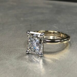 2.10 Carat Radiant Cut Diamond Solitaire 2-Tone Engagement Ring 14k Yellow Gold Over
