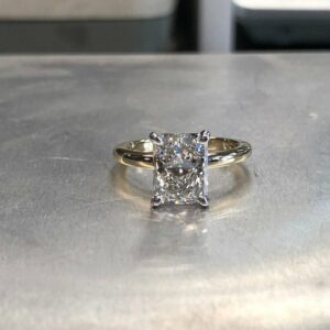 2.10 Carat Radiant Cut Diamond Solitaire 2-Tone Engagement Ring 14k Yellow Gold Over