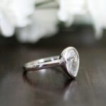 2.50 Carat Bezel Set Pear Shape White Diamond Engagement Ring Solid 14k White Gold