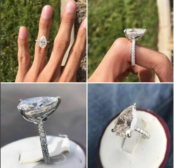 3.50 Ctw Pear Shape White Diamond Solitaire With Hidden Halo Engagement Ring Real 14k White Gold