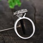 3.17 Ctw Emerald Cut White Diamond Classic Halo Engagement Ring Real 14k White Gold
