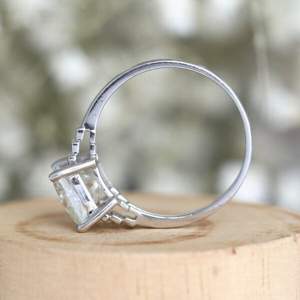 1.88 Carat Forever One Princess Diamond Vintage Style Engagement Ring Solid 10k White Gold