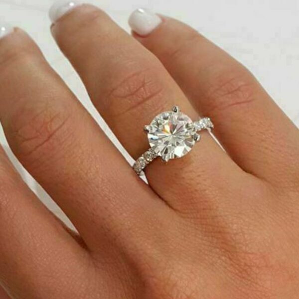3.00 Ctw Brilliant Cut White Diamond Solitaire Wedding & Engagement Ring Real 14k White Gold