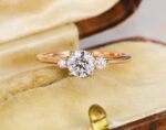 Three Stone 3.Ctw Round Cut White Diamond Luxury Engagement Ring Solid 14k Rose Gold