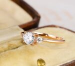 Three Stone 3.Ctw Round Cut White Diamond Luxury Engagement Ring Solid 14k Rose Gold