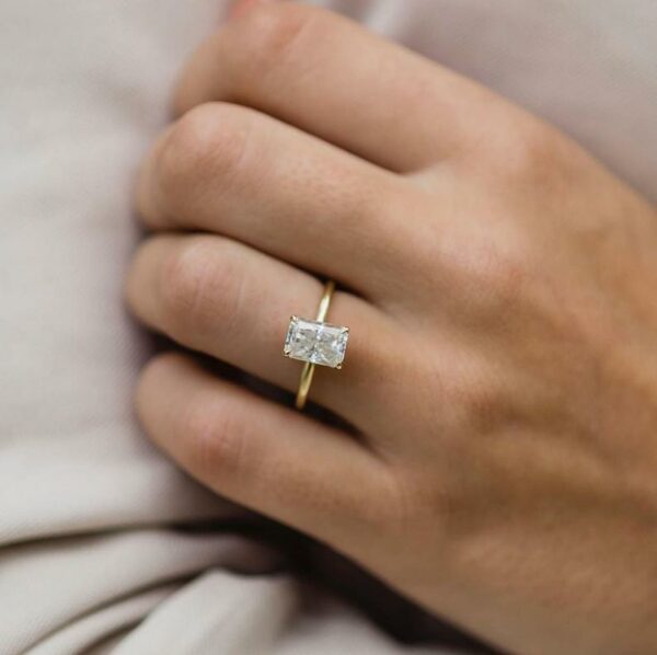 2.50 Carat Classic Radiant Cut Diamond Solitaire Engagement Ring Solid 10k Yellow Gold