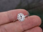 2.40 Ctw Oval Cut White Diamond Halo Beautiful Engagement Ring Real 14k White Gold