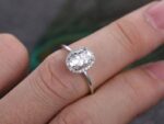 2.40 Ctw Oval Cut White Diamond Halo Beautiful Engagement Ring Real 14k White Gold