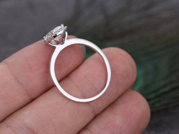 2.40 Ctw Oval Cut White Diamond Halo Beautiful Engagement Ring Real 14k White Gold
