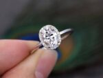 2.40 Ctw Oval Cut White Diamond Halo Beautiful Engagement Ring Real 14k White Gold