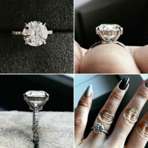 3.00 Carat Brilliant Cut Diamond Solitaire With Hidden Halo Engagement Ring 10k White Gold