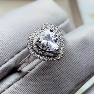 2.00 Carat Heart Shape Diamond Double Halo Wedding Engagement Ring 14k White Gold Over