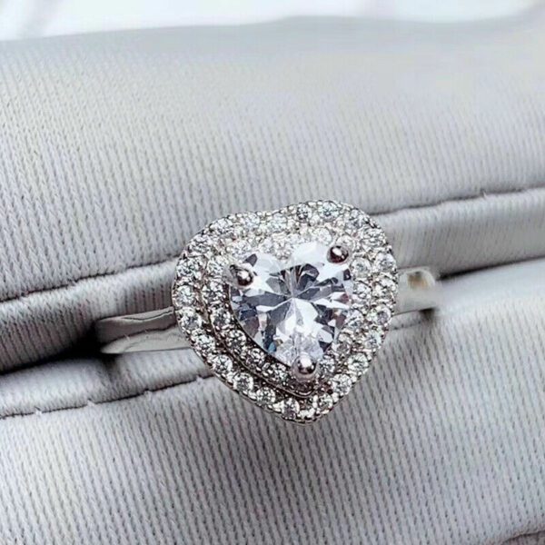 2.00 Carat Heart Shape Diamond Double Halo Wedding Engagement Ring 14k White Gold Over