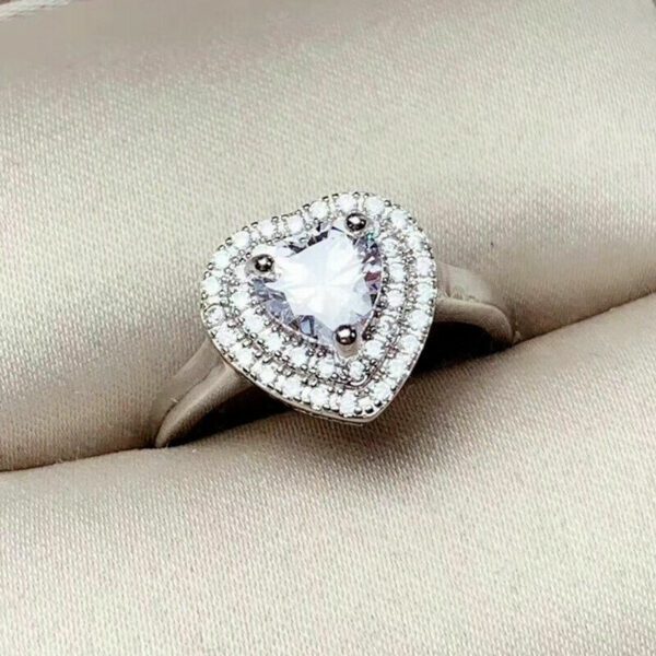 2.00 Carat Heart Shape Diamond Double Halo Wedding Engagement Ring 14k White Gold Over