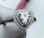 2.00 Carat Heart Shape Diamond Double Halo Wedding Engagement Ring 14k White Gold Over