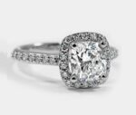 2.60 Ctw Cushion Cut Diamond Halo Wedding Engagement Ring 14k White Gold Plated