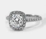 2.60 Ctw Cushion Cut Diamond Halo Wedding Engagement Ring 14k White Gold Plated